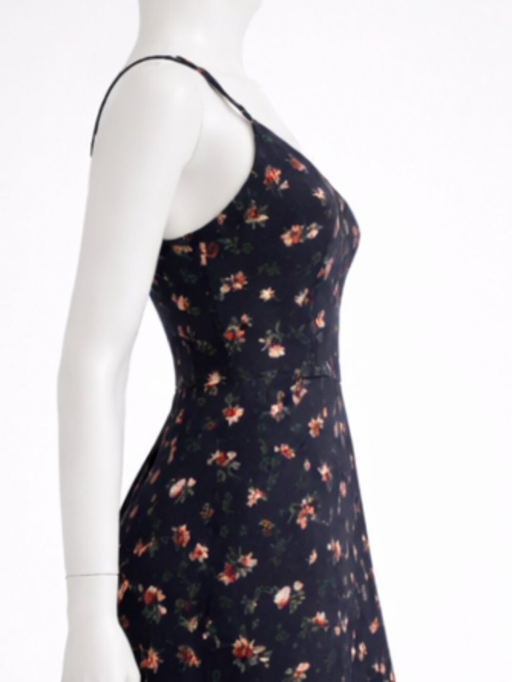 Nine Britton Navy Floral Midi Dress | Size Medium | Spaghetti Strap Slip Dress - Picture 3 of 5